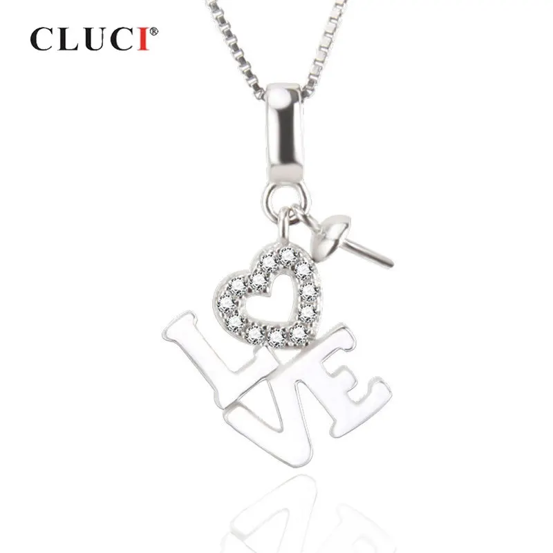

CLUCI Серебро 925 любовное письмо жемчужное крепление подвески для ожерелья из стерлингового серебра женский кулон на День святого Валентина ю...