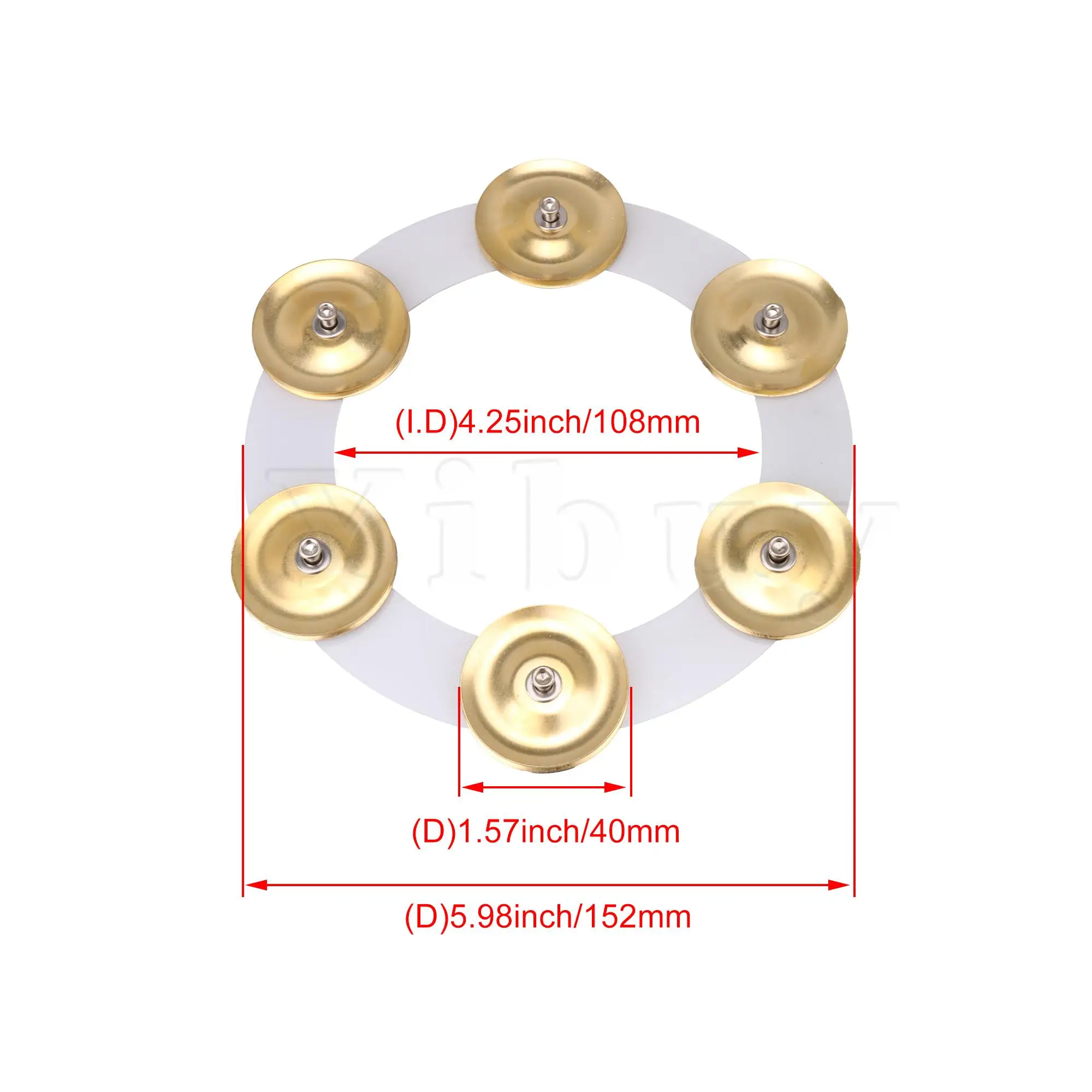 

Yibuy Golden Percussion Hi-Hat Single Row Metal Jingles Drum Set Accessory