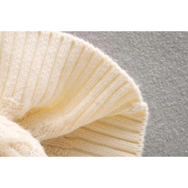 za 2019 Autumn Winter women clothes turtleneck sweater Long Sleeve Ruffle Jumper Knitted slim bow Pullover Femme Chic Sweater | Женская