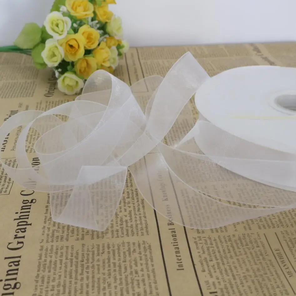 

10Yards/Lot 2.5CM White Organza Ribbon Sheer Ribbon Gift Wrap Wedding Decorative Ribbon