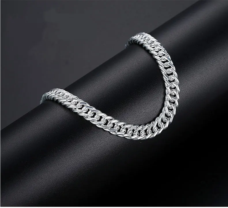 Bracelet men's fashion personality handmade whip chain S990 silver bracelet coarse jewelry wholesale