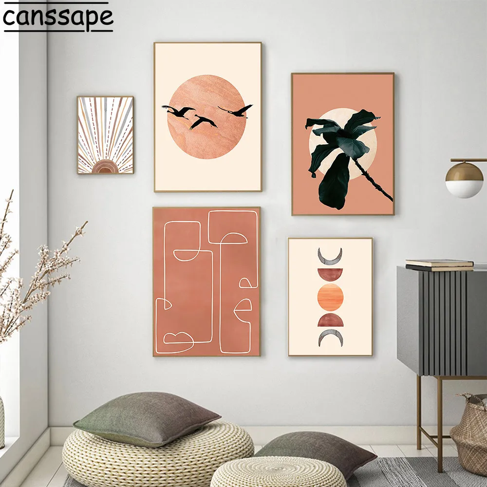 Sun Moon/стены художественная роспись Абстрактная Плакаты и принты Винтаж Холст