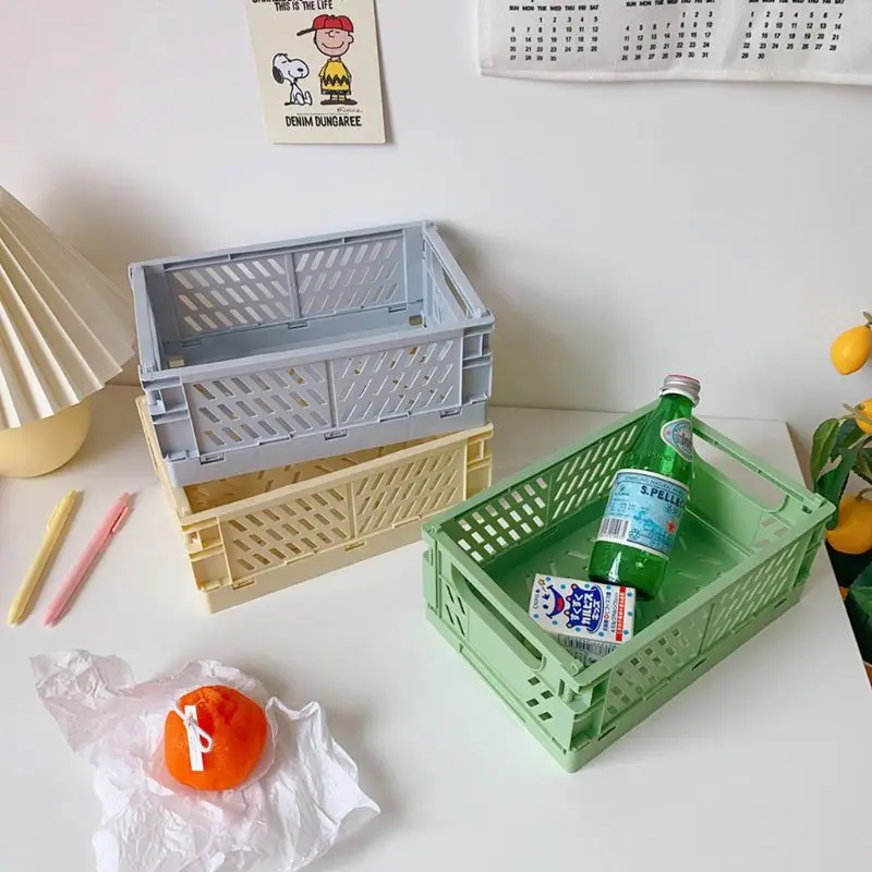 

Collapsible Crate Plastic Folding Storage Box Basket Utility Cosmetic Container M5TB