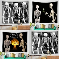 skull tapestry yoga travel sleeping pad polyester fabric skeleton printed wall hanging witchcraft supplies decor for room 2021