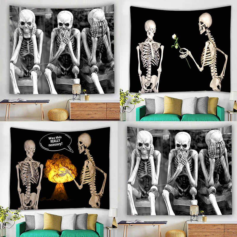 Гобелен в виде черепа коврик для сна йоги путешествий ткань из полиэстера с