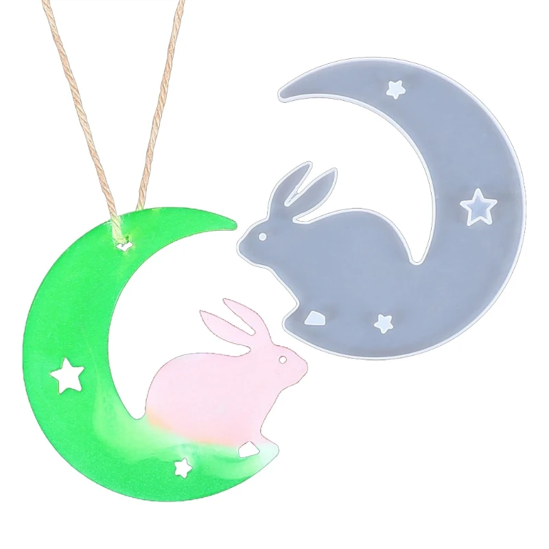 

DIY Crafts Jewelry Making Crystal Epoxy Resin Mold Moon Pendant Silicone Mould A0NF