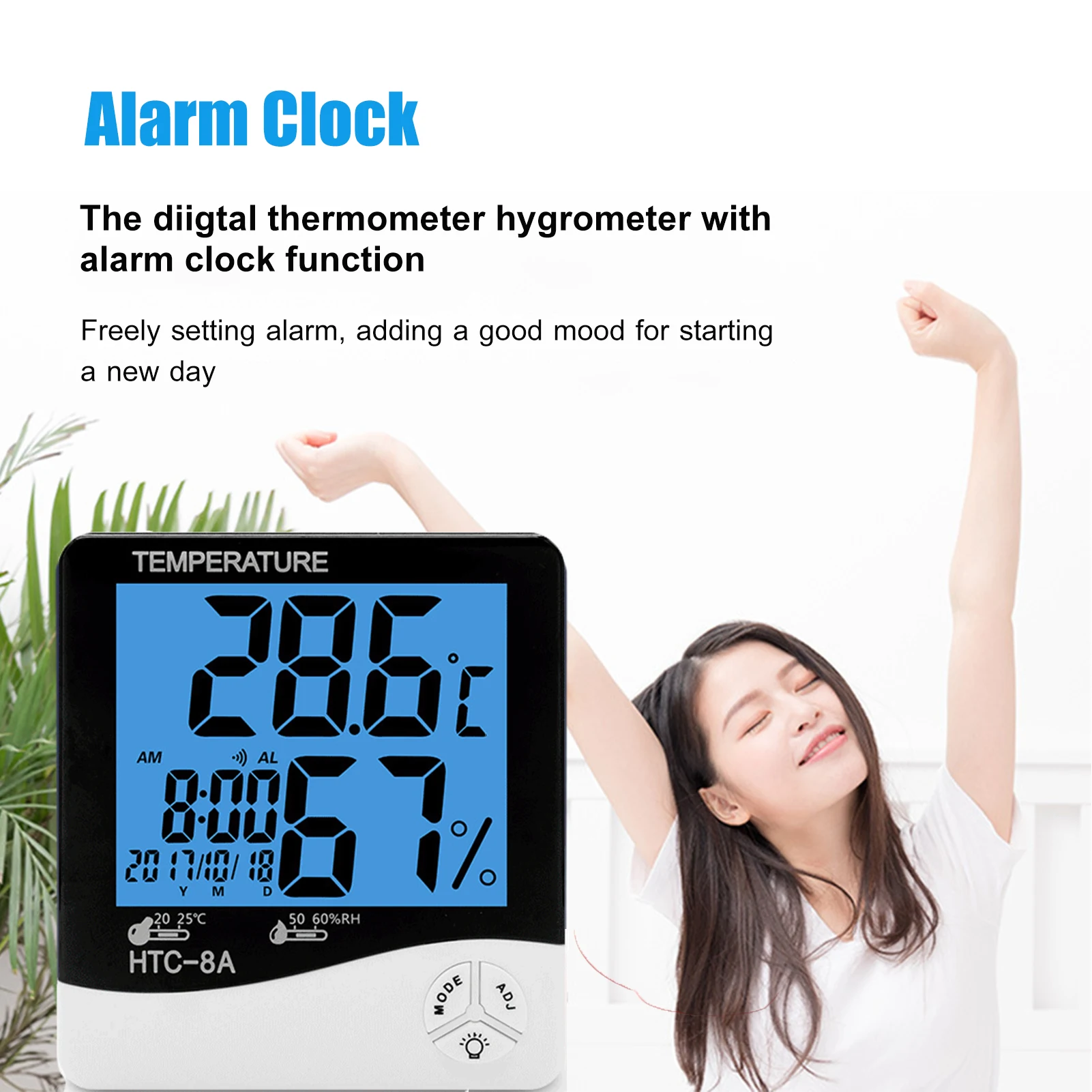 

Digital thermometer Hygrometer Thermometer Temperature Monitor Room Humidity Gauge Backlit LCD Weather Station Alarm Clock