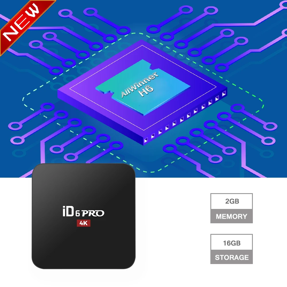 ID6PRO Android 9 0 Смарт ТВ коробка Четырехъядерный 64-bit 4 Гб 64 1080P 4K Google Play Store Netflix Youtube