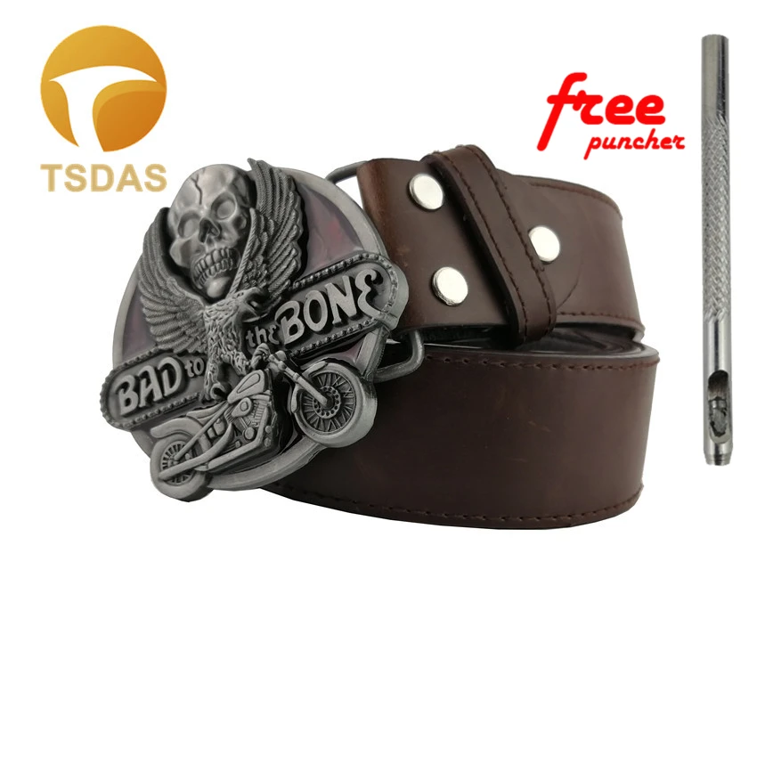 Металлическая пряжка для ремня BAD BONE Череп Орел ковбойская съемная серебристая