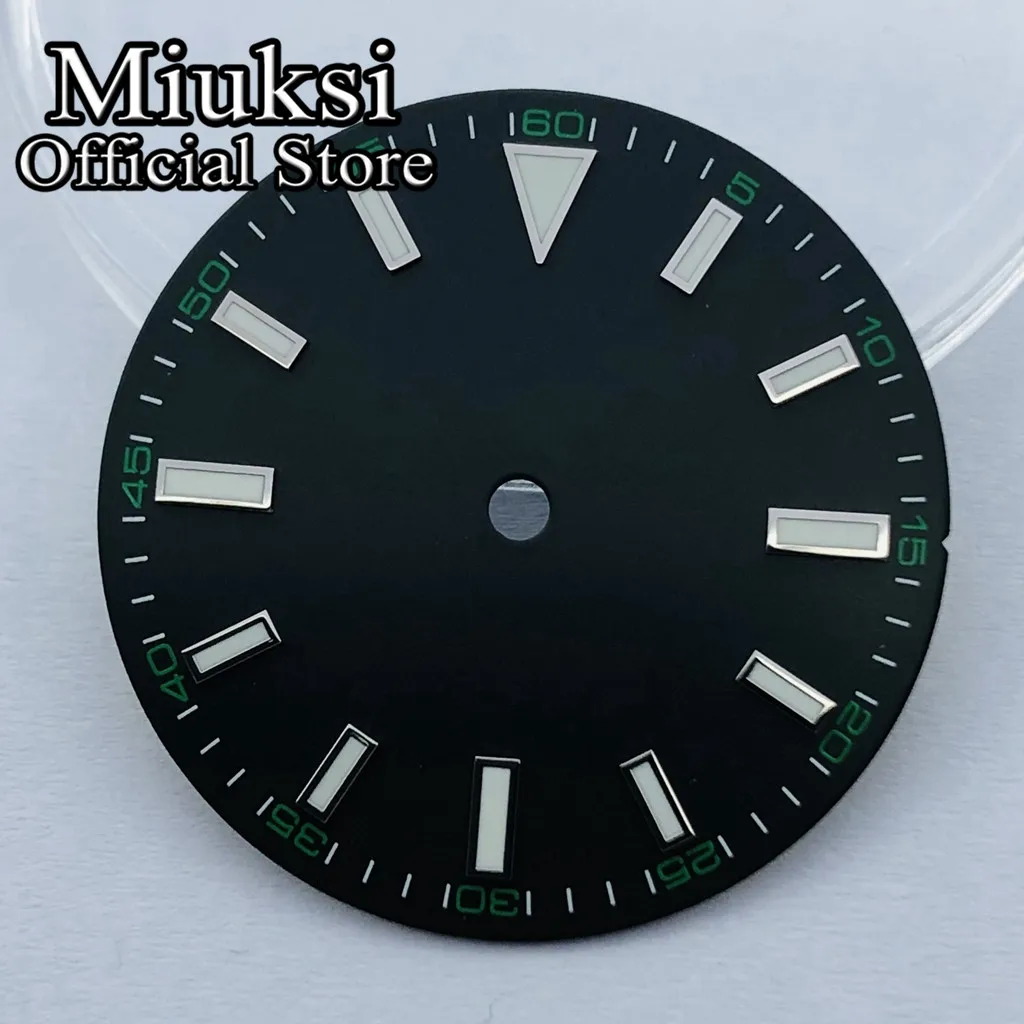 

Miuksi 29mm black watch dial luminous dial fit NH35 NH36 ETA2824 2836 Mingzhu DG2813 3804 Miyota 8215 821A Seagull 1612 movement