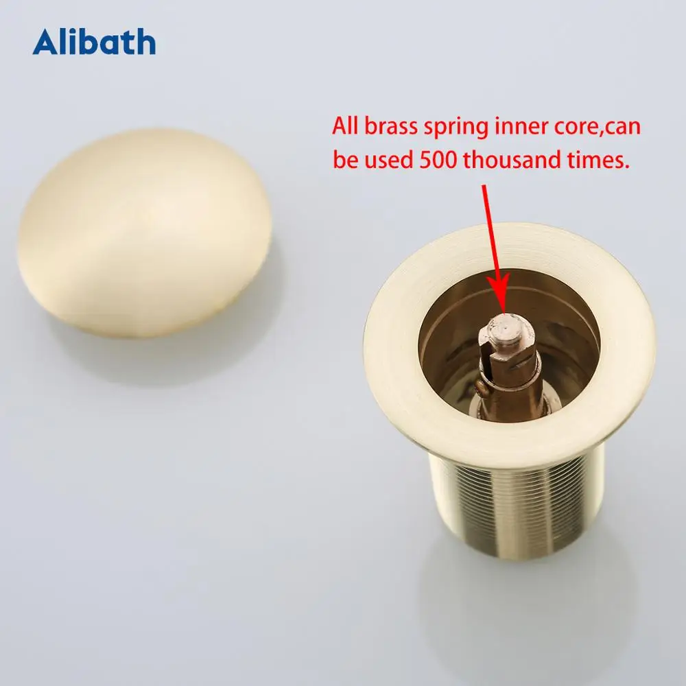 Brass Pop-Up Drain With/Without Overflow Hole Bathroom Basin Push Down Waste Drainer Plug Bathtub Round Brushed Gold. | Обустройство
