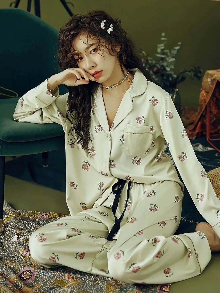 Осень 2020 женские пижамные комплекты роскошная пижама с принтом гортензии