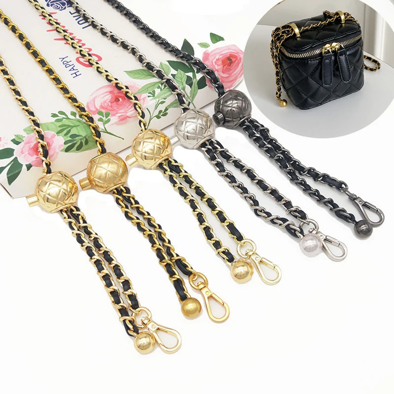 Fashion Adjustable Gold Bead Ball Bag Chain Metal Chain All-match Bag Accessories Bag Strap Transfer Bead Chain Bag Chain