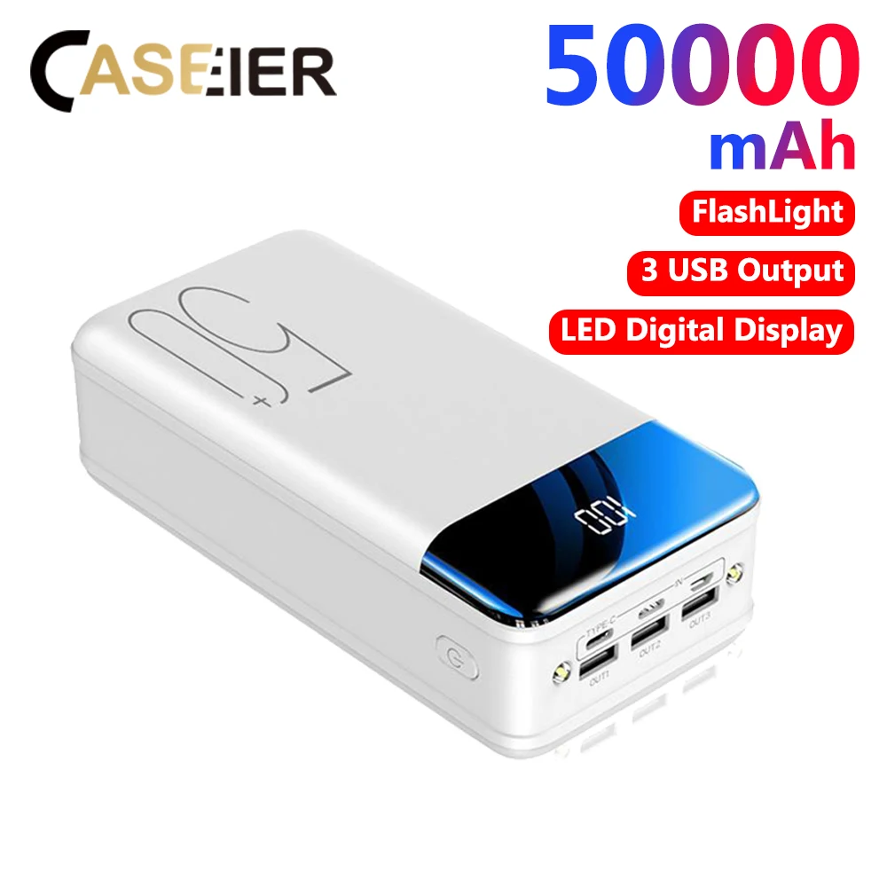Внешний аккумулятор со светодиодной подсветильник кой 50000 мАч мАч|Внешние