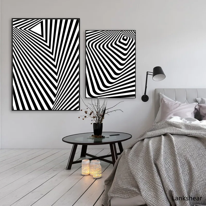 Black And White Line Geometry Abstract Canvas Art Print Painting Poster Wall Pictures For Home Decoration Bedroom HD Artwork | Дом и сад