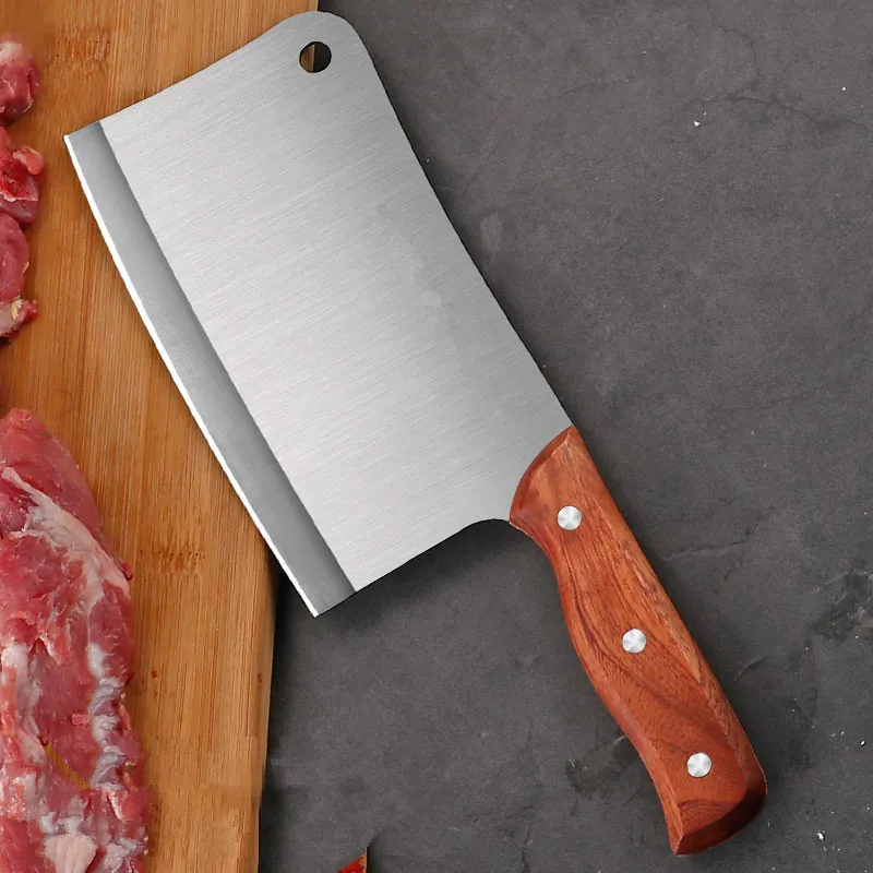Stainless Steel Kitchen Knife Household Wooden Handle Slicing Set Chopping Cleaver Chef Super Sharp Meat | Дом и сад