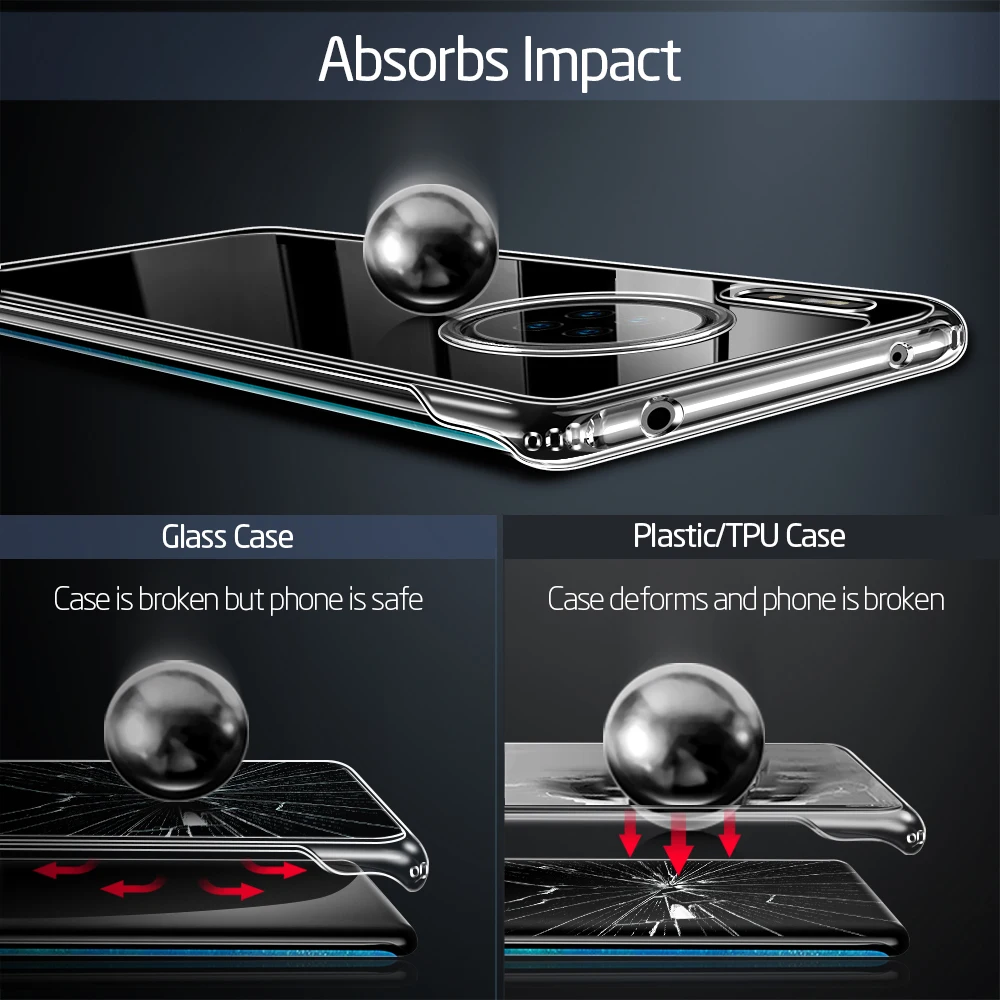 Чехол ESR из закаленного стекла с кристаллами для Huawei Mate 30 Pro мягкий чехол ТПУ