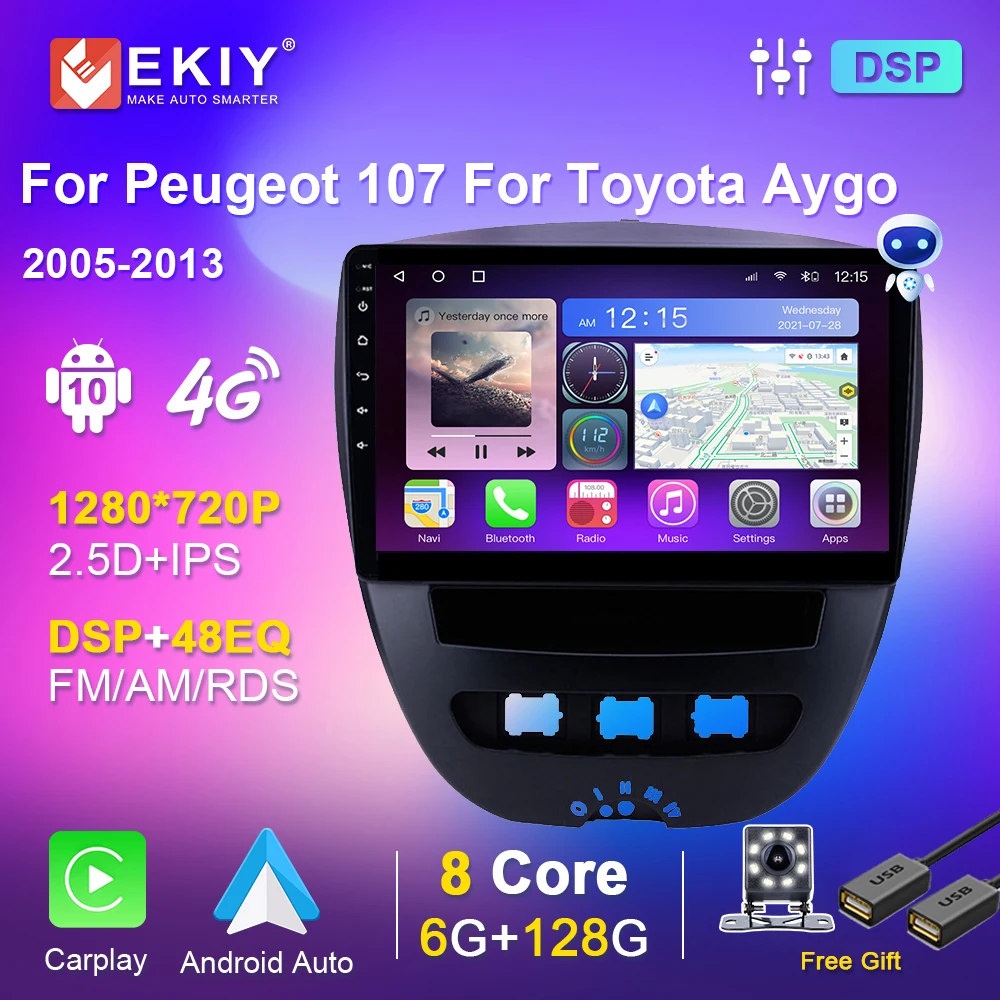 

Car Radio Stereo Autoradio For Peugeot 107 For Toyota Aygo Citroen C1 2005-2013 Audio Multimedia Player GPS 2din Carplay Android