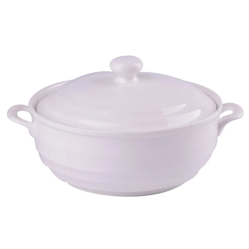 

Ceramic Soup Pot Nordic Phnom Penh White Round 1.4L Large Bowl with Lid Cooking Utensils Household Kitchen Supplies Tableware