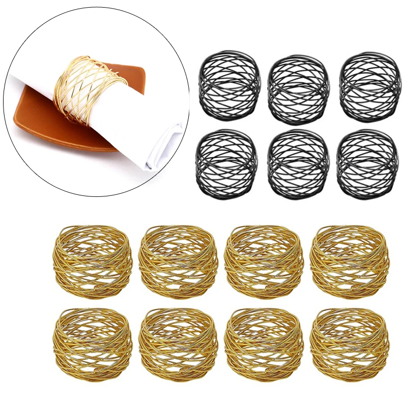 

Набор из 6 металлических колец для салфеток черного цвета, для свадьбы, ужина или ежедневного использования