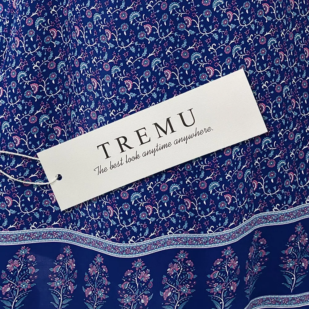 

TREMU Flare Sleeve Beach Slit Dress Summer 2020 Print Elegant Long Dresses for Vocation Boho Maxi Dress Women Clothing