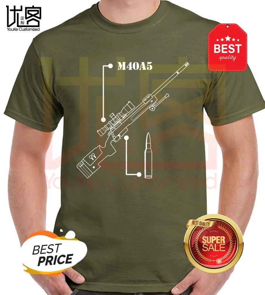 Футболка m40a5 армейского зеленого цвета с изображением снайперской винтовки warzone