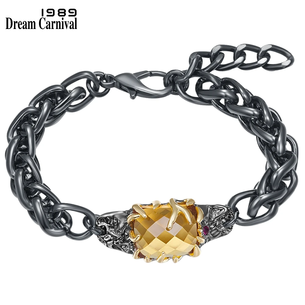 DreamCarnival1989 Big Zircon Love-Bracelet-&-Bangle for Women Thick Cuban Weave Chain Delicate Engagement Barroco Jewelry WB1242