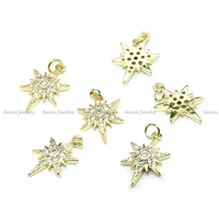 full cz stone setting six pointed star 10x16mm gold plating charms pendant for bracelet necklace making findings 20pcslot