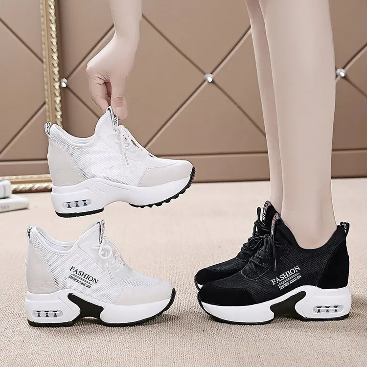 

Женская спортивная обувь, весна и осень, Высококачественная дышащая толстая подошва, увеличивающая рост подошва, женская повседневная обув...