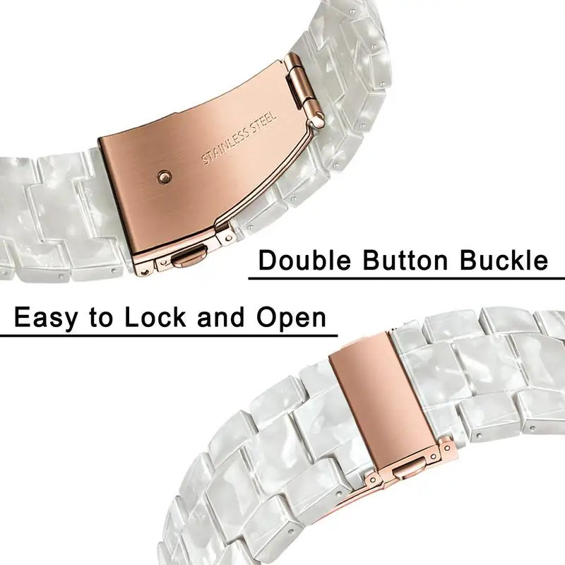 Resin Watchband for For Samsung Galaxy Watch 4 44mm 40mm / Watch 4 classic 46mm Women Men Watch Band Stainless Steel Clasp Strap
