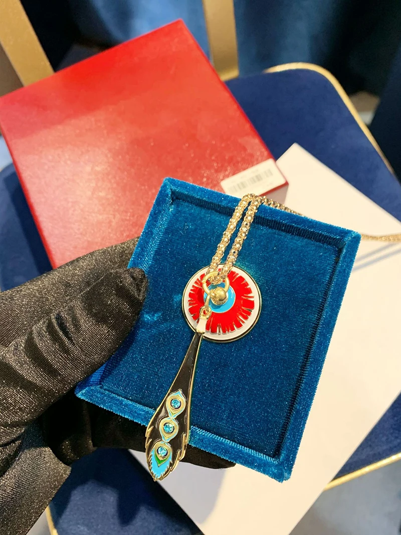 

Chinese style Forbidden City official hat pendant necklace 210324-59