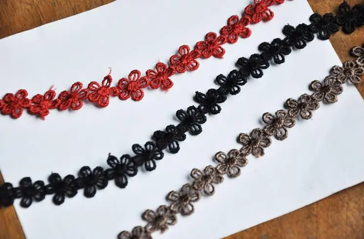 4 м/лот 1 3 см ширина Цветочная черная кофейная кирпичная красная кружевная