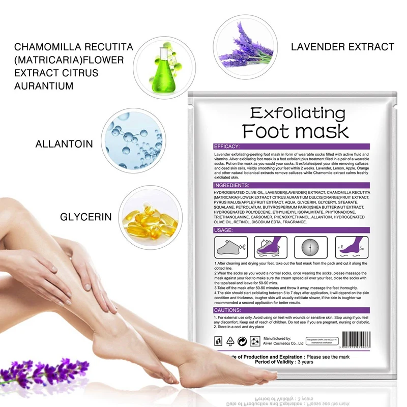 

Aliver 6 Pcs Baby Foot Peel Mask ,Exfoliator Peel Off Calluses Dead Skin Callus Remover, 2 Pcs Lavender & 4 Pcs Milk