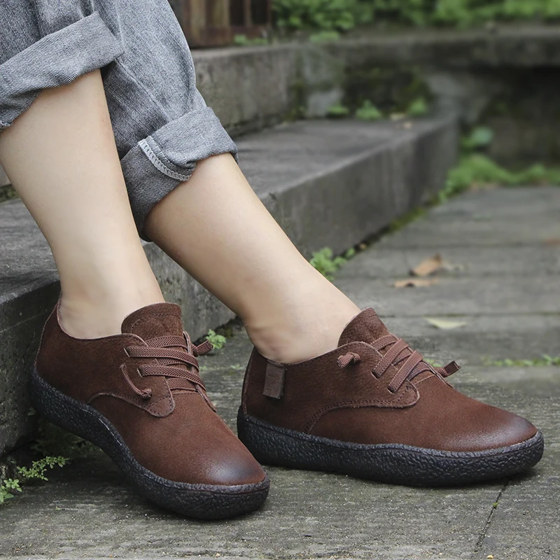 Лоферы женские из мягкой натуральной кожи повседневные Мокасины ручной работы