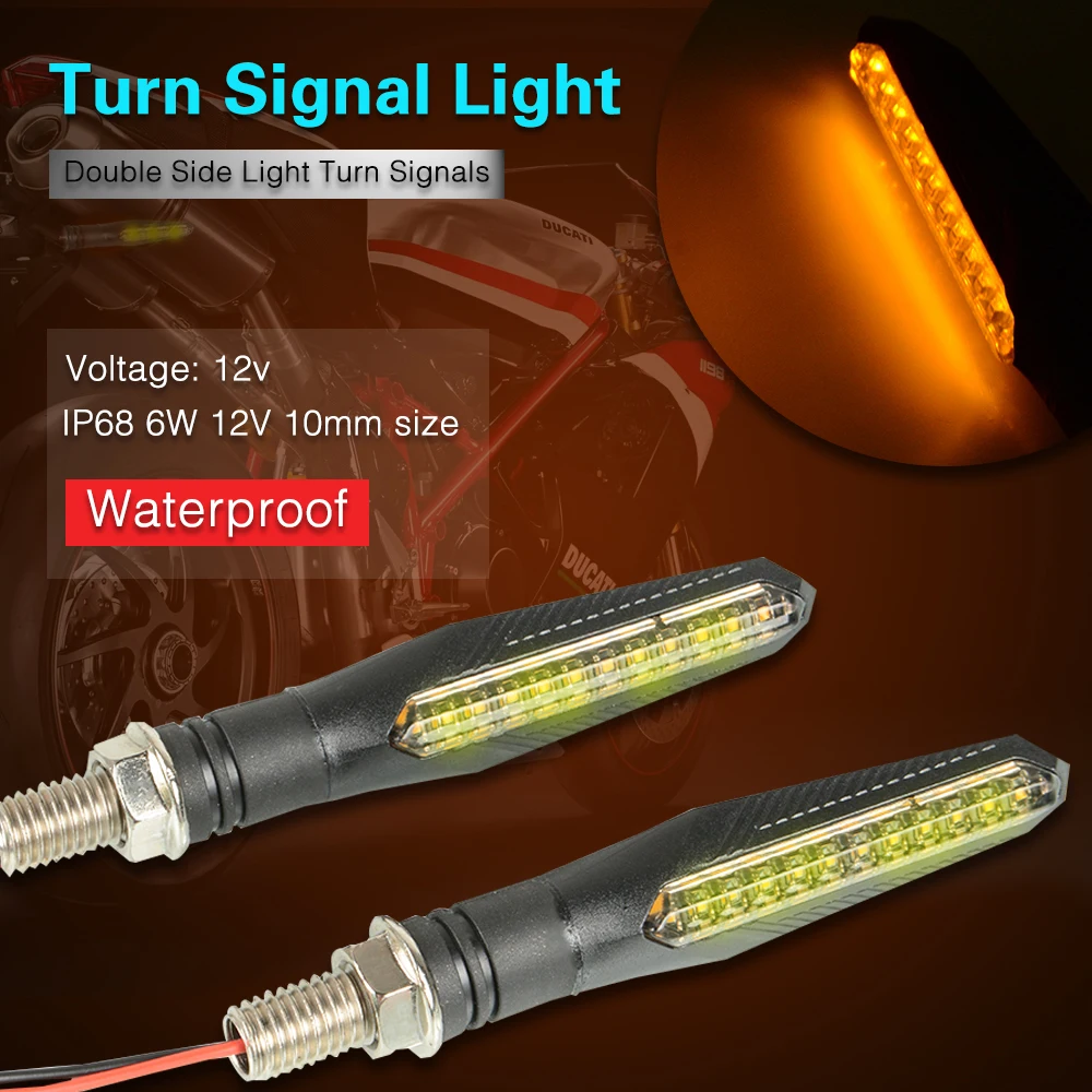 

2/4PCS LED Motorcycle Turn Signals Light 12 SMD Tail Flasher Flowing Water Blinker IP68 Bendable Motorcycle Flashing Lights
