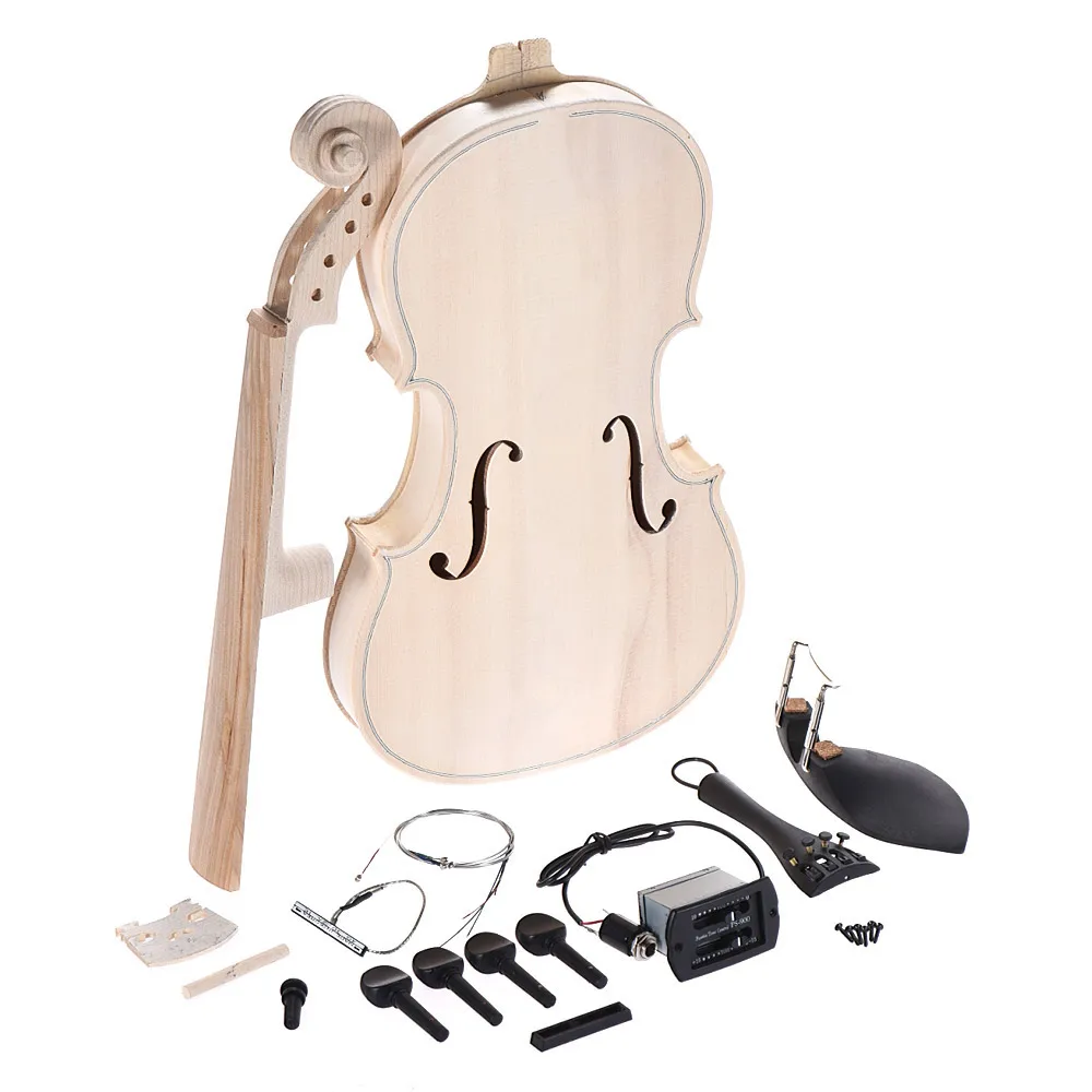 DIY 4/4 Full Size Natural Solid Wood Acoustic Violin Fiddle Kit with EQ Spruce Top Maple Back Neck Fingerboard Aluminum Alloy | Спорт и