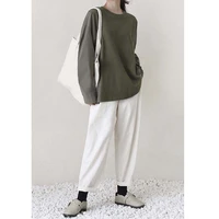 women hoodies female sweatshirt lady top 2021 spring new natural normcore casual oversize cotton o neck spliced batwing retro