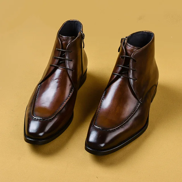 

2020 Autumn Men's Chelsea Boots Genuine Cow Leather Mens Dress Boot Shoes Wedding Dress Short Classic Martins Botas For Man