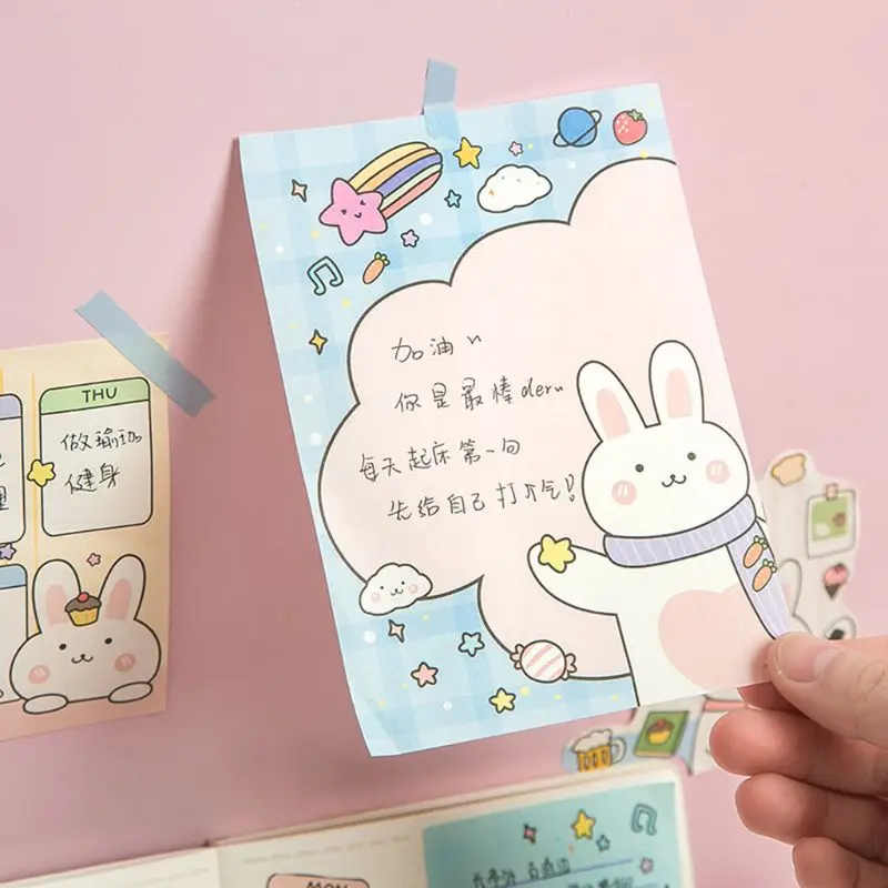 

8pcs Kawaii Memo Pad Cartoon Bunny N Times Sticky Notes Notebook To Do List School Supplies Stationary