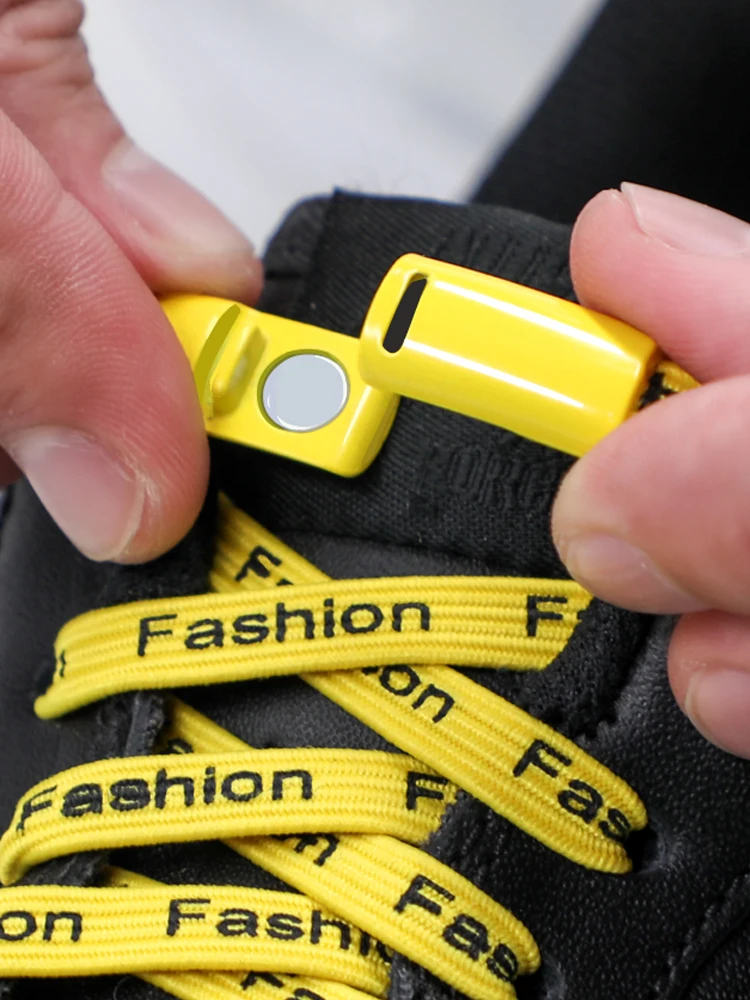 Magnetic Elastic Shoelaces No tie Shoe laces for Sneakers 2021 Fashion Letter Lazy Shoelace Lock One Size Fits All Kids & Adult