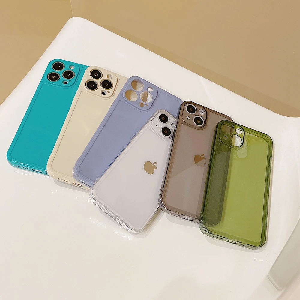 

Morandi Color Soft Silicone Jelly Phone Case for iPhone 12 11 13 Pro XR Xs Max X 7 8 Plus SE 2020 Glossy Back Protective Cover