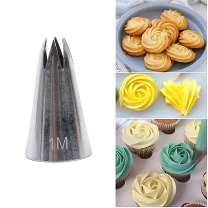 

#4B#1M#1A#2D Stainless Steel Pastry Nozzle Set 1-4pcs Icing Piping Nozzle Baking Pastry Tips Cupcake Cake Decorating Tools