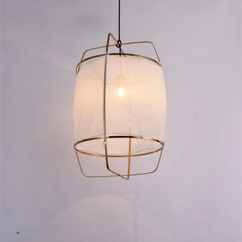 

Подвесные светильники, европейская бамбуковая креативная индивидуальная Подвесная лампа из льняной ткани, Подвесная лампа для магазина од...