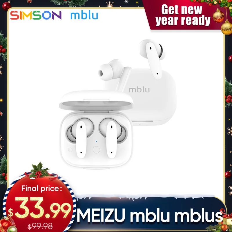  Наушники MEIZU mblu Blus, Беспроводная зарядка, 30 дБ, активное шумоподавление, полное воспроизведение, 12 мм, супер динамическое автоматическо…