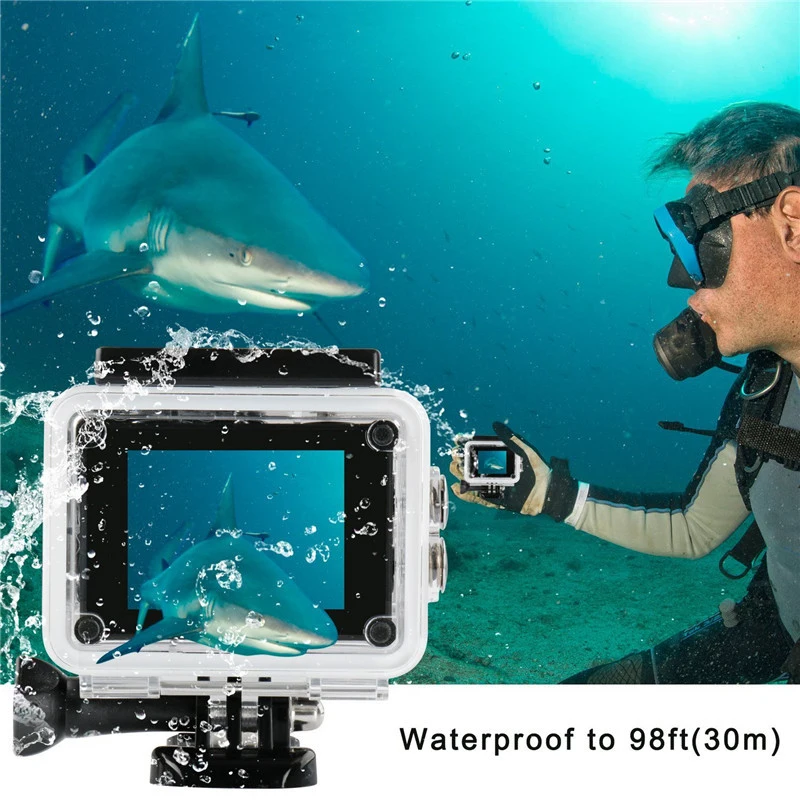 Продажа Водонепроницаемая Экшн-камера 4K, 2-дюймовый экран, Wi-Fi, 16 Мп, широкий угол обзора 170 °