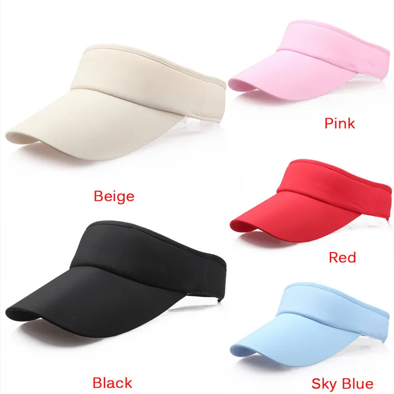 

1PCS Women Men Unisex Sports Wide Solid Casual Sun Visor Hat Cap Cotton Blend Tennis Hat For Summer Hat