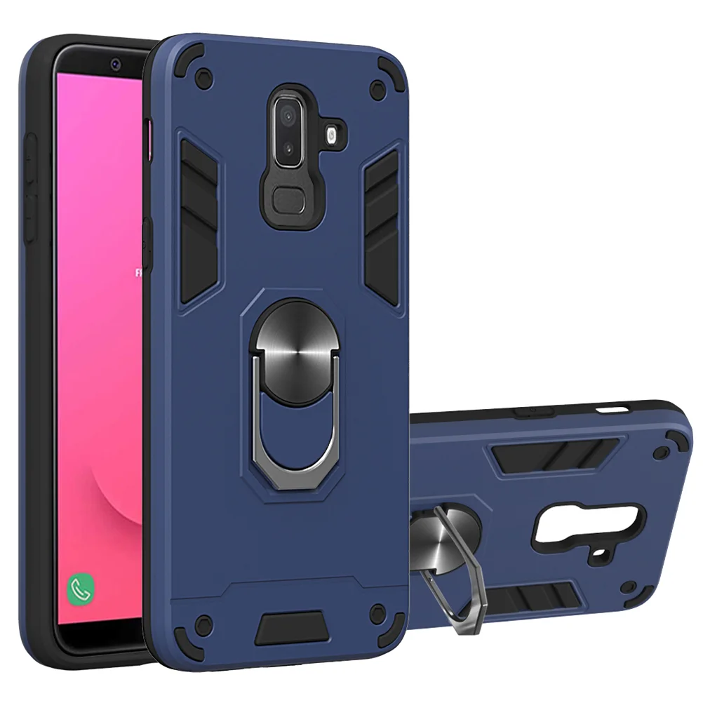 

Double Layers Phone Protective Case Hard Phone Shell Practical Phone Cover Compatible for Galaxy J8 Dark Blue