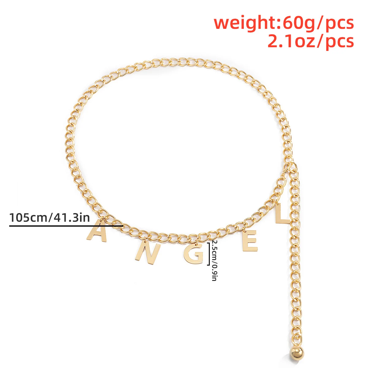 

Goth Aluminium Angel Letter Pendant Waist Chain Belt for Women Fashion Sexy Abdominal Belly Shirt Chain Punk Body Jewelry 2021