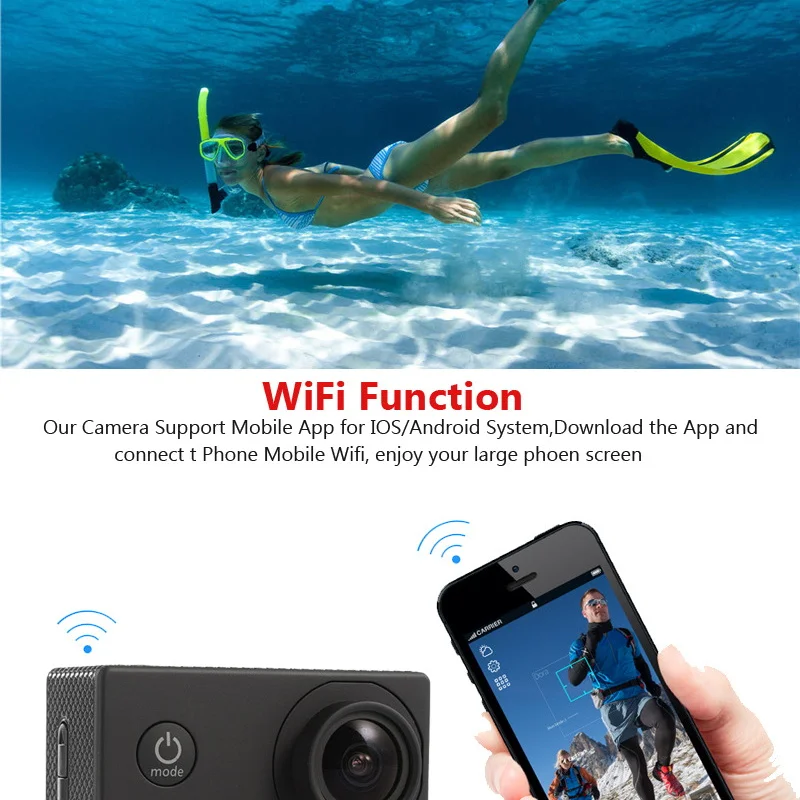 Экшн-камера Ultra HD 4K Wi-Fi 2 0 дюйма 12 МП 170D водонепроницаемая для подводной съемки на