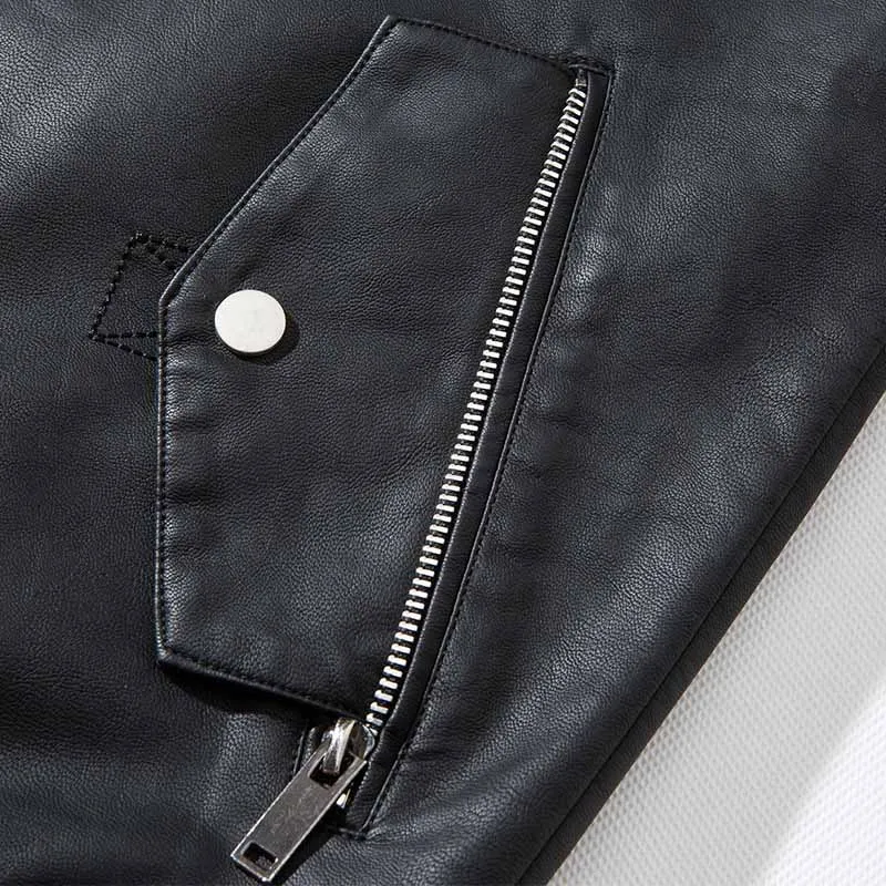 

MCIKKNY Fashion Men's Leather Jackets Outwear With Detachable Hat Pu Leather Jackets Coats For Male Clothing